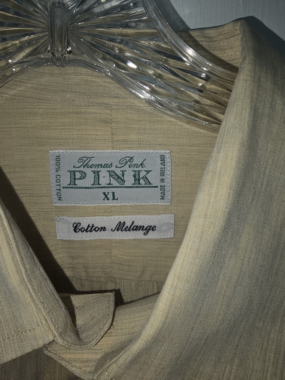 Thomas Pink Cotton Mélange Men’s Shirt in Light Beige